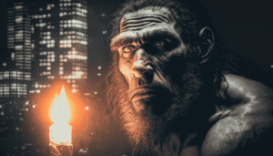 Neandertal Segurando Lâmpada - Quem inventou o Empreendedorismo